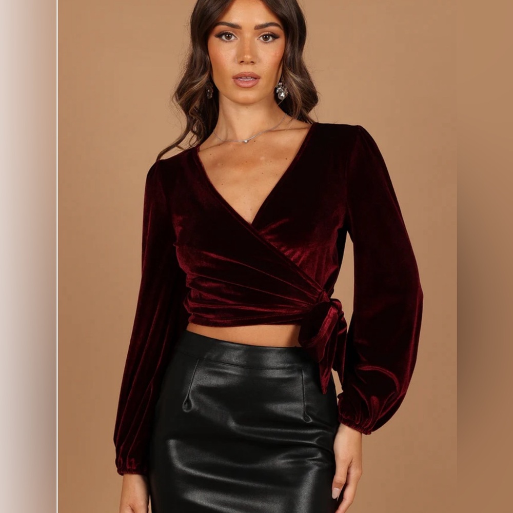 petal and pup velvet wrap top